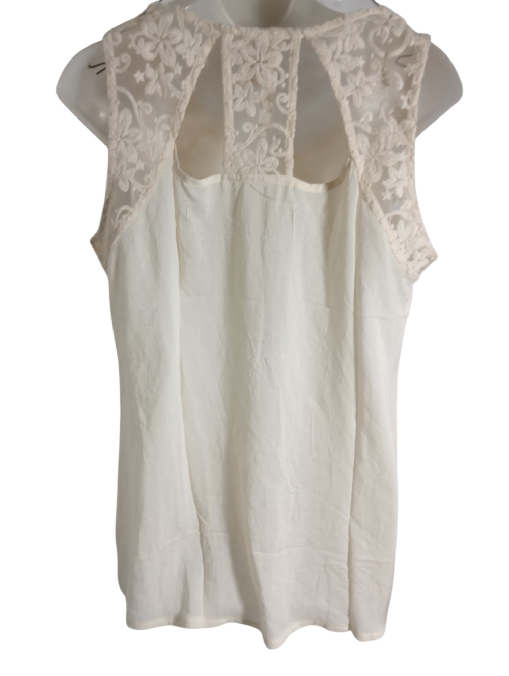 Forgotten Grace Lace Embroidered Tank Top Sheer Boho Sleeveless Cream Blouse L - Picture 7 of 7